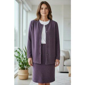 NEWPORT NEWS Deep Purple Textured Chenille Knit Skirt Set Ladies 1X